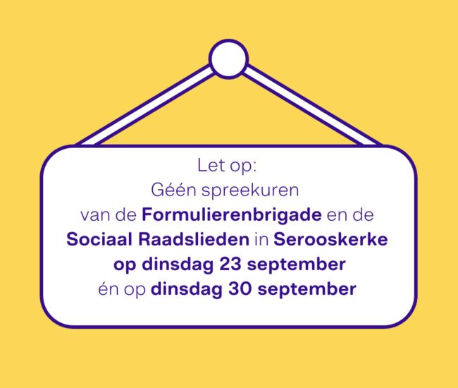 Aankondiging van geen spreekuren op 23 en 30 september.